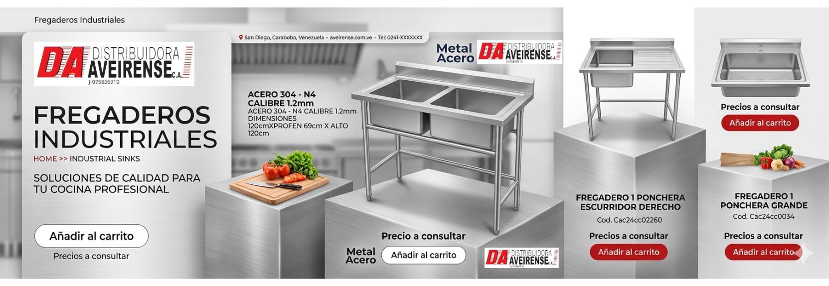 Garantiza un entorno de trabajo impecable y duradero con nuestra línea de fregaderos industriales en Distribuidora Aveirense. Diseñados especialmente para soportar el uso intensivo y las exigencias sanitarias de la hostelería, nuestros equipos están fabricados con acero de alta resistencia que previene la corrosión y facilita una desinfección rápida. Explora soluciones versátiles que se adaptan a tu espacio: desde fregaderos de doble tina con escurridor integrado y entrepaños inferiores para almacenamiento, hasta pocetas industriales profundas y fregaderos especializados para el lavado de vajillas pesadas.
